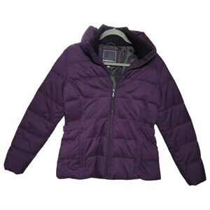 Weatherproof Women Small Puffed Feather Full Zip Jacket Purple